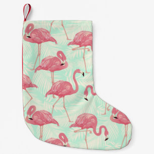 Preppy Chic Elegant Pink Flamingo Pattern Small Christmas Stocking
