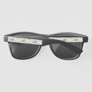Preppy Chic Elegant Pink Flamingo Pattern Sunglasses