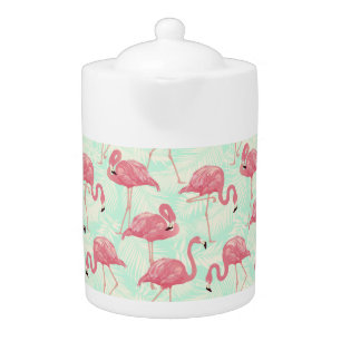 Preppy Chic Elegant Pink Flamingo Pattern Teapot