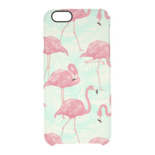 Preppy Chic Elegant Pink Flamingo Pattern Clear iPhone 6/6S Case