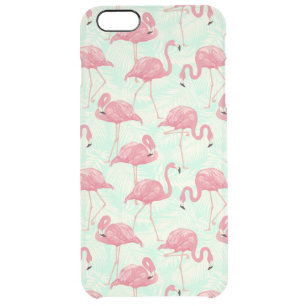 Preppy Chic Elegant Pink Flamingo Pattern Clear iPhone 6 Plus Case