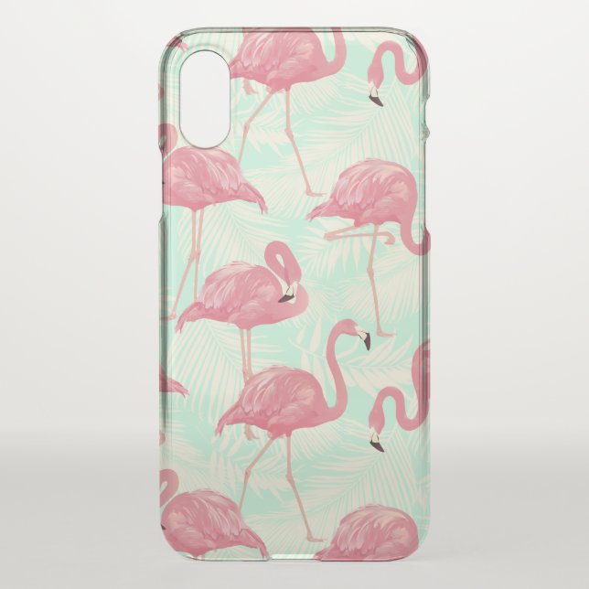 Preppy Chic Elegant Pink Flamingo Pattern Uncommon iPhone Case (Back)