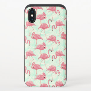 Preppy Chic Elegant Pink Flamingo Pattern iPhone X Slider Case