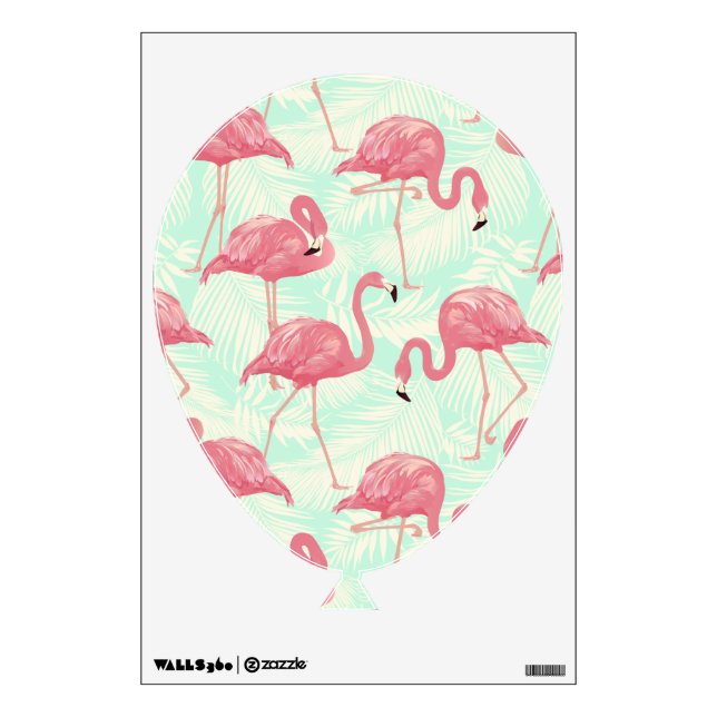 Preppy Chic Elegant Pink Flamingo Pattern Wall Decal (Front)