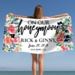 Preppy Chic Floral Honeymoon Gifts Personalized  Beach Towel<br><div class="desc">What better way to kick off a marriage than with a personalized beach towel for the bride and groom? These elegant custom name beach towels are the perfect gift for a couple honeymooning or enjoying a romantic getaway. Each towel is personalized with the couple's names and wedding date, making them...</div>