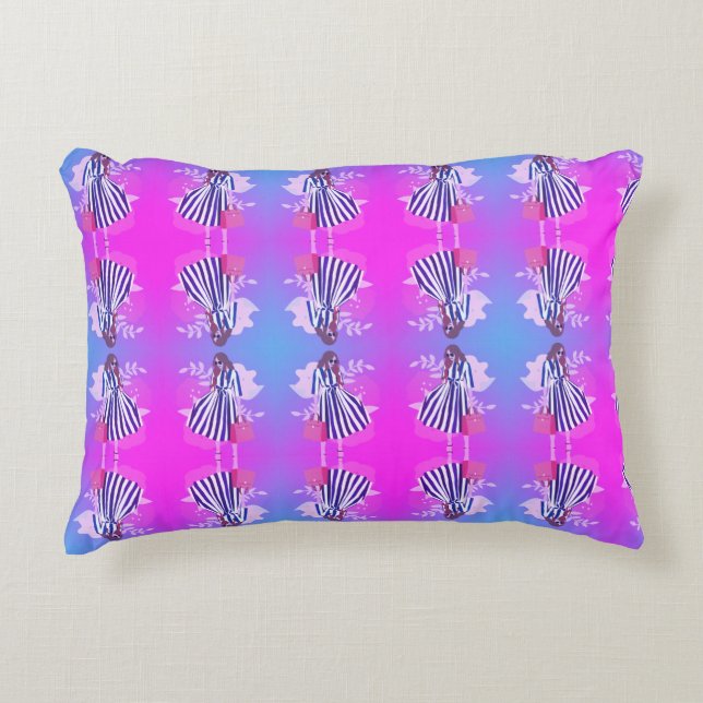 Preppy chic girly purple fashion design teenager accent pillow (Front)