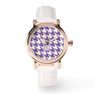 Preppy Chic Houndstooth Purple Monogram Watch