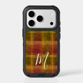 Preppy chic initial fall orange tartan plaid iPhone 17 pro case