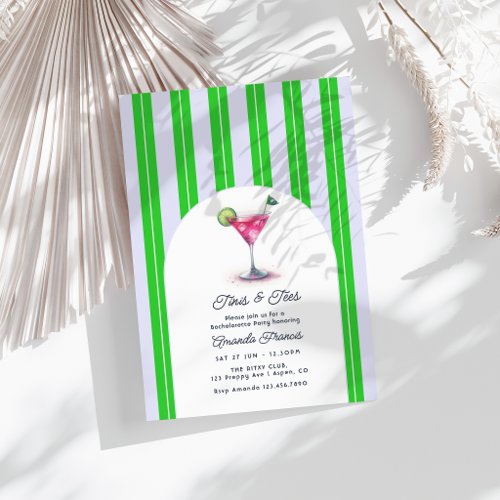 Preppy Chic Martini Gen Z Golf Bachelorette Party Invitation