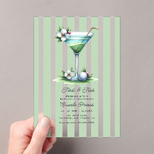 Preppy Chic Martini Golf Bachelorette Party Acrylic Invitations