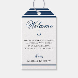 Preppy Chic Nautical Navy Wedding Welcome Bag Gift Tags