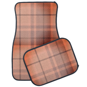 Preppy chic peach orange school tartan plaid car floor mat