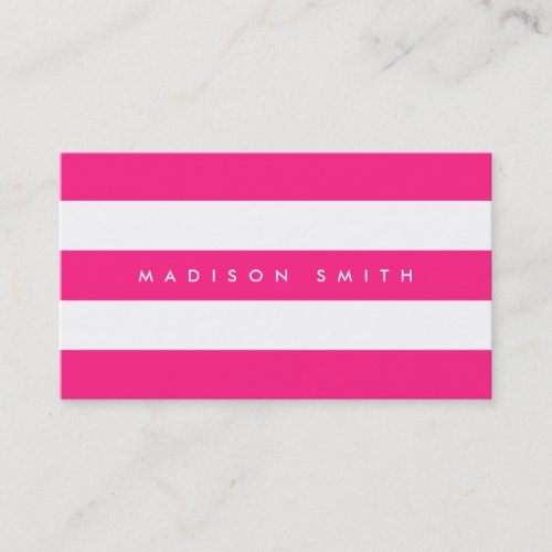 Preppy Chic Pink and White Stripes with Turquoise Business Card