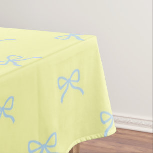 Preppy Chic Yellow & Blue Bow Pattern Spring  Tablecloth