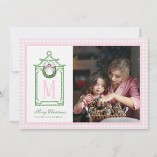 Preppy Chinoiserie Christmas Pagoda Monogram Invitation