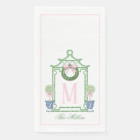 Preppy Chinoiserie Christmas Pagoda Monogram