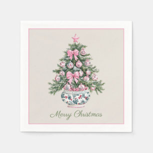 Preppy Chinoiserie Christmas Tree Personalized Napkins