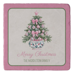 Preppy Chinoiserie Christmas Tree Trivet