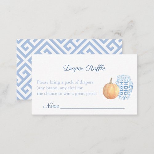 Preppy Chinoiserie Fall Baby Shower Diaper Raffle Enclosure Card
