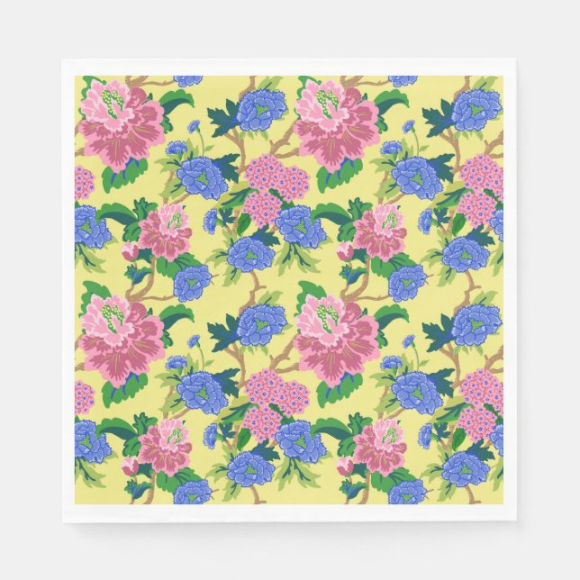 Preppy Chinoiserie Floral Napkins (Front)