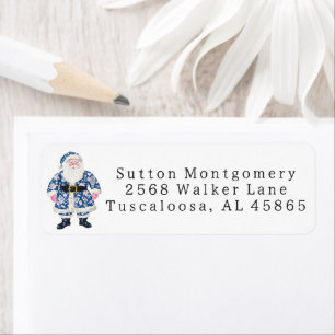 Preppy Chinoiserie Grandmilennial Santa Address Label