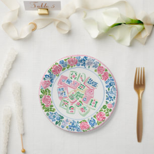 Preppy Chinoiserie Mahjong Party Paper Plates