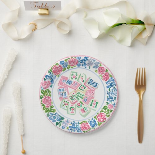 Preppy Chinoiserie Mahjong Party Paper Plates