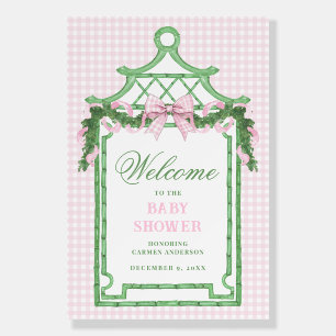 Preppy Chinoiserie Pagoda Christmas Baby Shower Foam Board