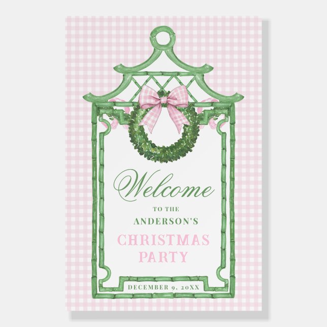 Preppy Chinoiserie Pagoda Christmas Party Foam Board (Front)