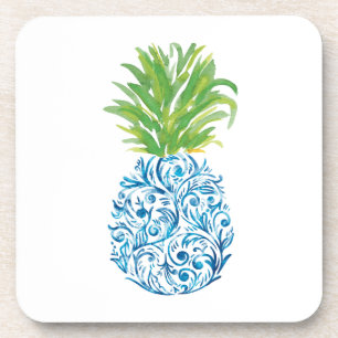 Preppy Chinoiserie Pineapple Beverage Coaster