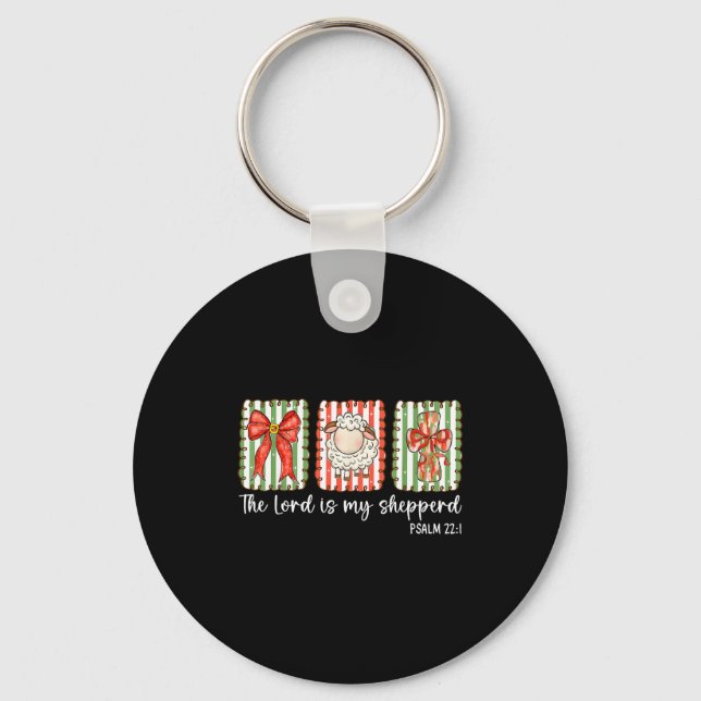 Preppy Christian Bible Verse The Lord Is My Shephe Keychain (Front)