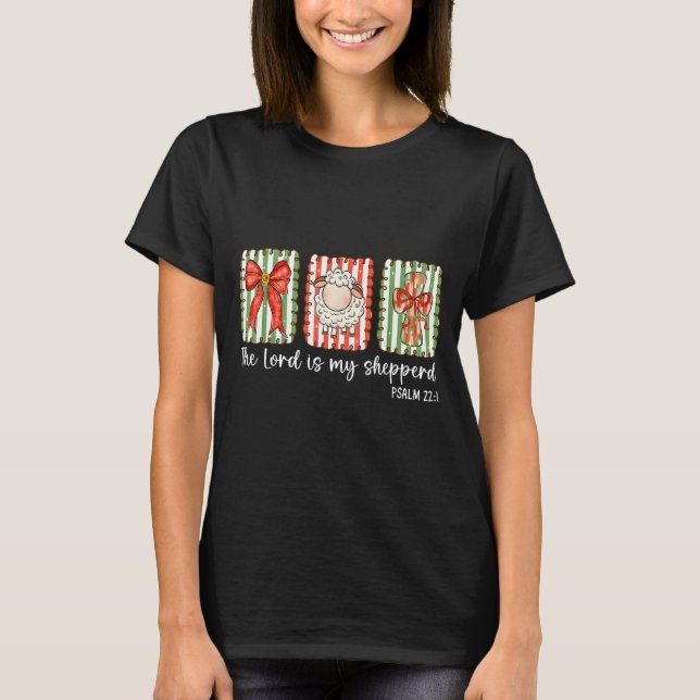 Preppy Christian Bible Verse The Lord Is My Shephe T-Shirt (Front)