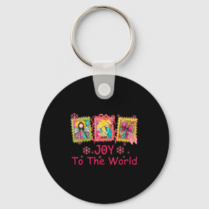 Preppy Christian Christmas Joy Coquette Jesus Nati Keychain