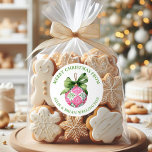 Preppy Christmas Baubles Ornaments Classic Round Sticker<br><div class="desc">PreppyPrint.com - This festive pattern brings holiday cheer with a playful, preppy twist! Featuring classic Christmas baubles in vibrant colors, topped with crisp bows and touches of chinoiserie charm, it’s a perfect blend of tradition and trend. Transfer this design onto the products of your choice too! Please visit my designer...</div>
