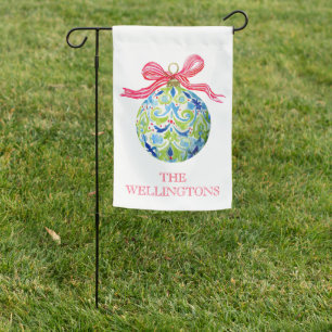Preppy Christmas Baubles Ornaments Garden Flag