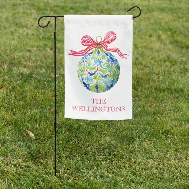 Preppy Christmas Baubles Ornaments Garden Flag (In SItu)