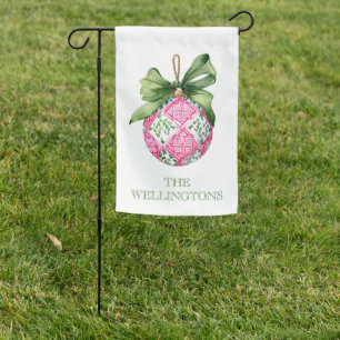 Preppy Christmas Baubles Ornaments Garden Flag