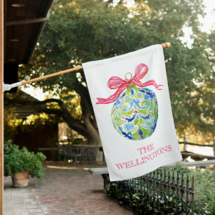 Preppy Christmas Baubles Ornaments House Flag