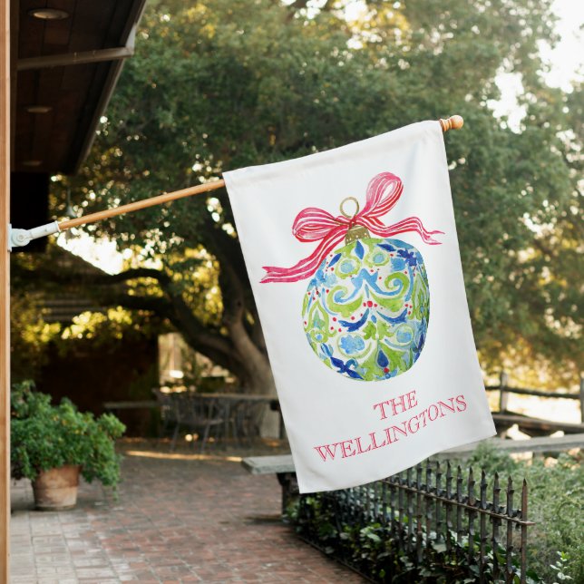 Preppy Christmas Baubles Ornaments House Flag (In SItu)