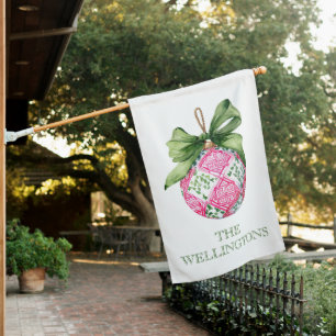 Preppy Christmas Baubles Ornaments House Flag