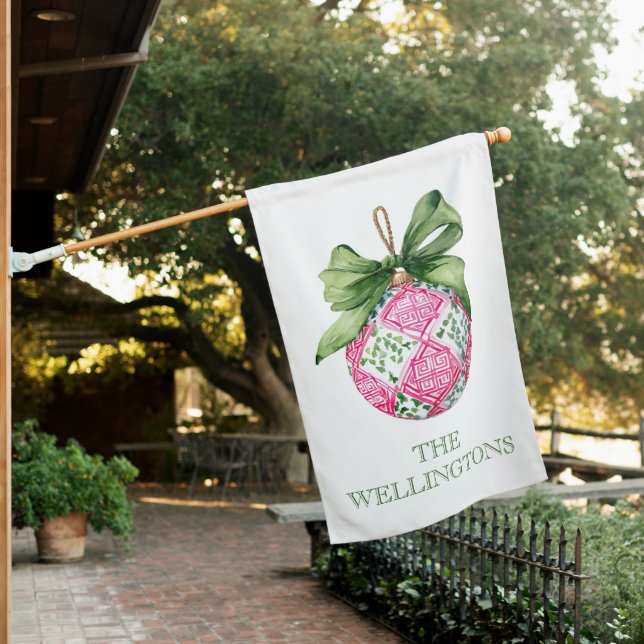 Preppy Christmas Baubles Ornaments House Flag (In SItu)