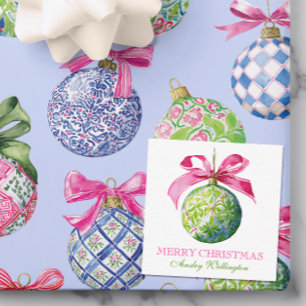 Preppy Christmas Baubles Ornaments Note Card