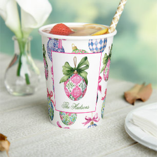 Preppy Christmas Baubles Ornaments Personalized Paper Cups