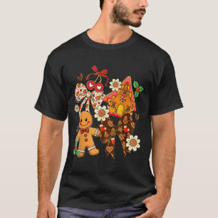 Preppy Christmas Gingerbread Floral Coquette Bow C T-Shirt