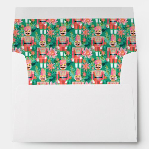 Preppy Christmas Pink and Green Nutcrackers Envelope