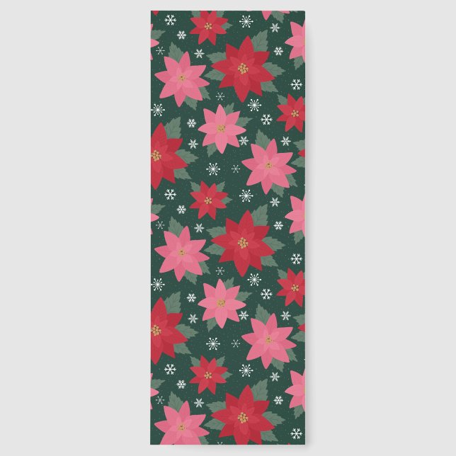 Preppy Christmas Poinsettias Bookmark (Front)