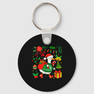 Preppy Christmas Santa Gooses Bow Xmas Tree Funny Keychain