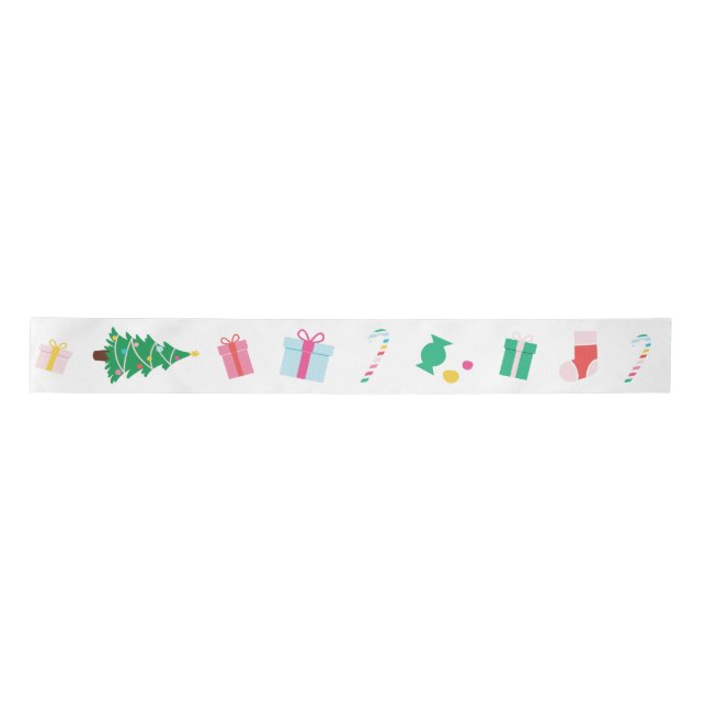 Preppy Christmas Tree Holiday Gift  Satin Ribbon (Front)