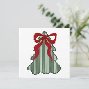 Preppy Christmas Tree Red Bow Hand Drawn Coquette Holiday Card