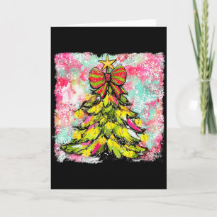 Preppy Christmas Tree Sungles Coquette Xmas Girly Card